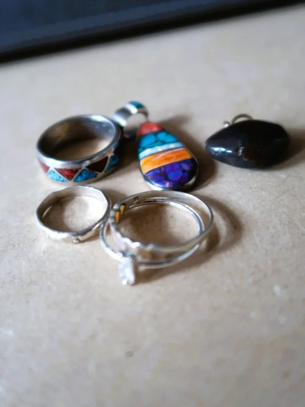 Six Jewelry Makers Mix Bundle 925 Sterling Silver Rings Pendant DIY Tarnished - Picture 3 of 15